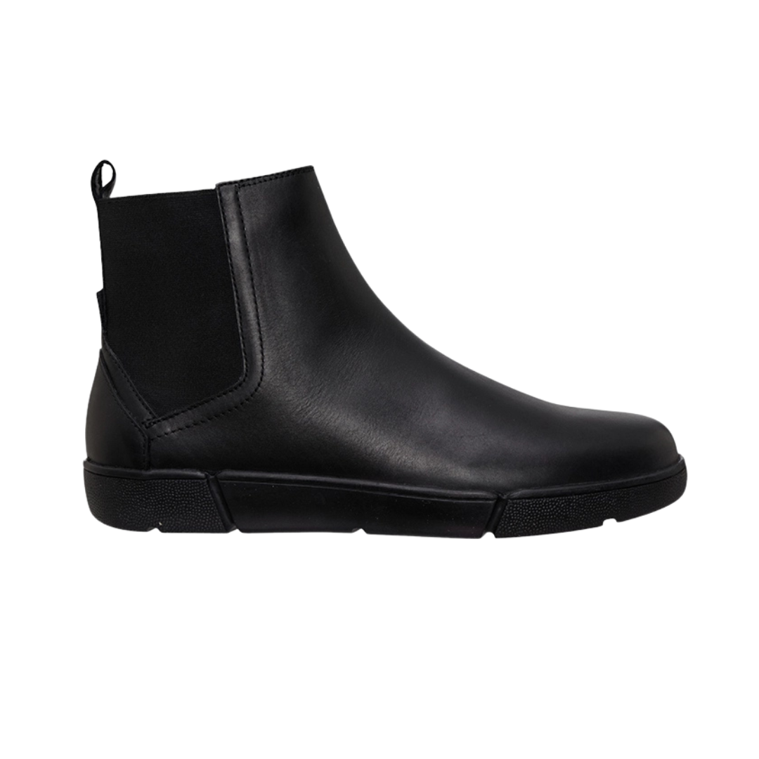 Black leather Hush Puppies Ashley Chelsea Boot for women, slip-on style